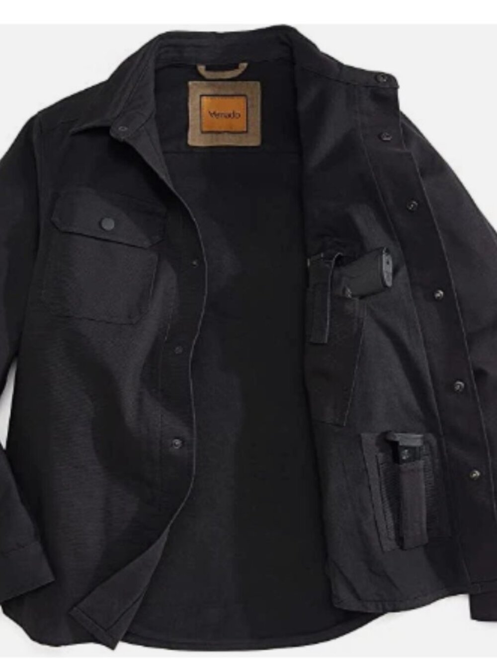 Concealed Carry Flannel Lined Canvas Shirt Jacket - Black | XL